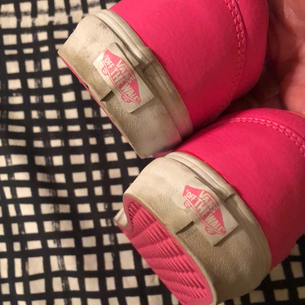 Neon Pink Leather Vans Size 9 - Picture 13 of 16